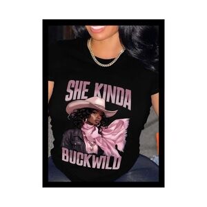 ‼️‼️Clearance-Cowgirl Print Short Sleeve Casual Crew Neck Top